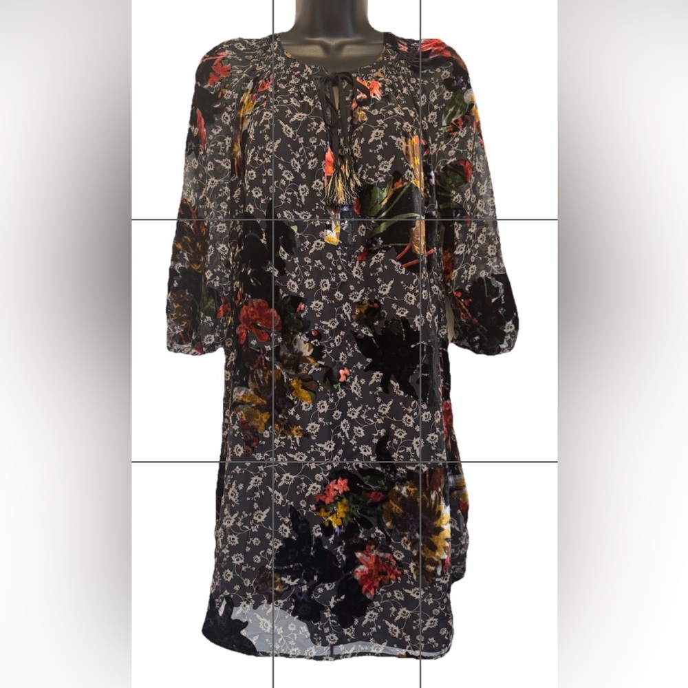 NWT Anthropologie Daniel Rainn Adela Tunic Dress Petite XS Black Motif Flockin